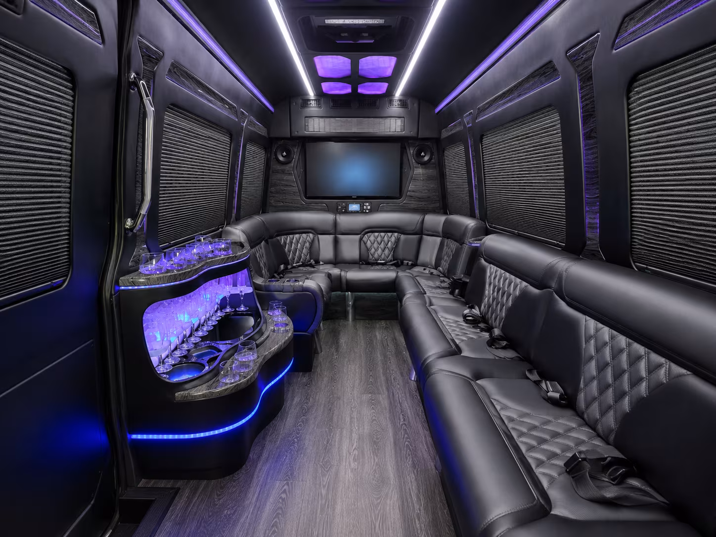concord 50 passenger party bus inside